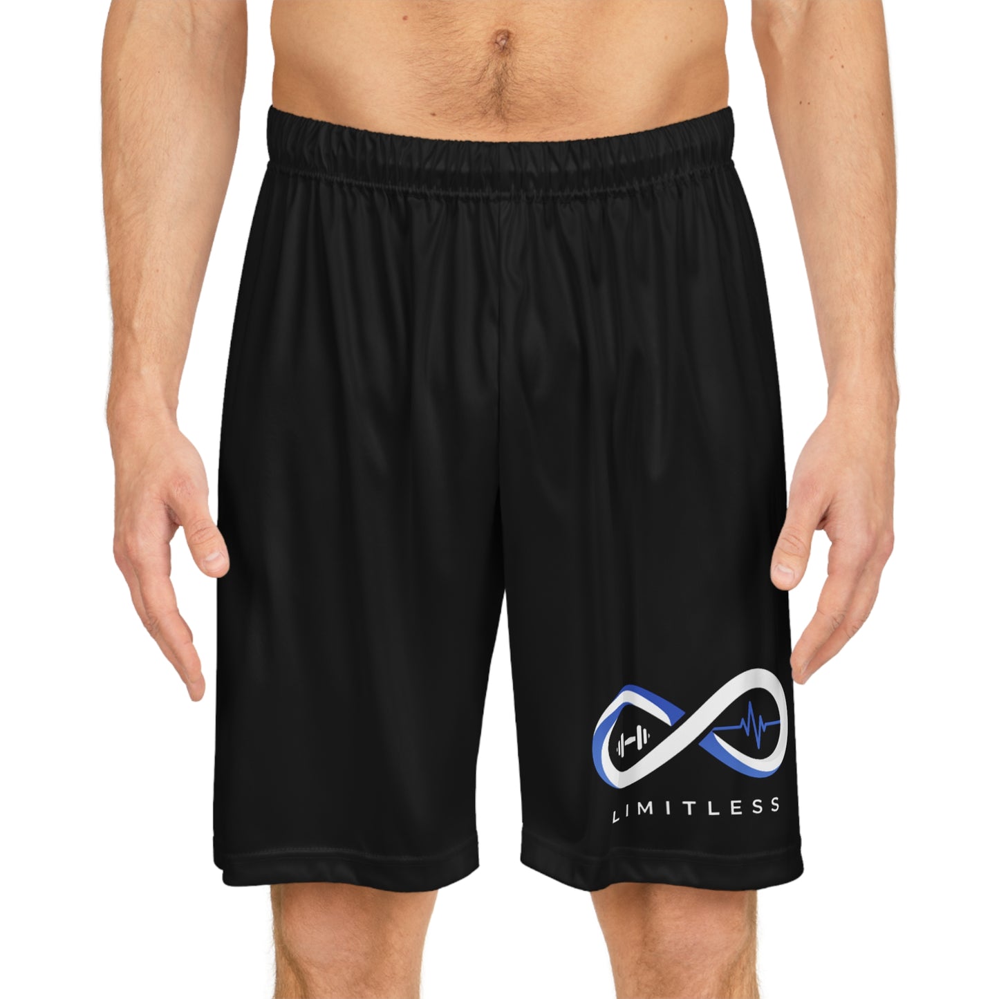 “Limitless” Basketball Shorts (AOP): Black