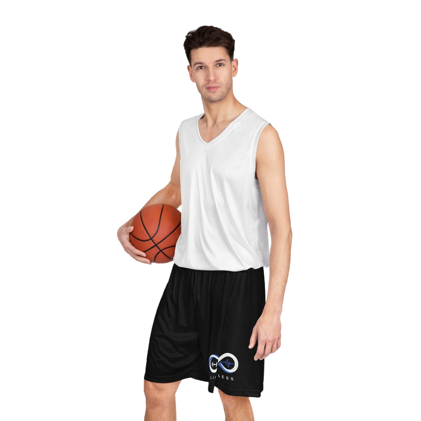 “Limitless” Basketball Shorts (AOP): Black