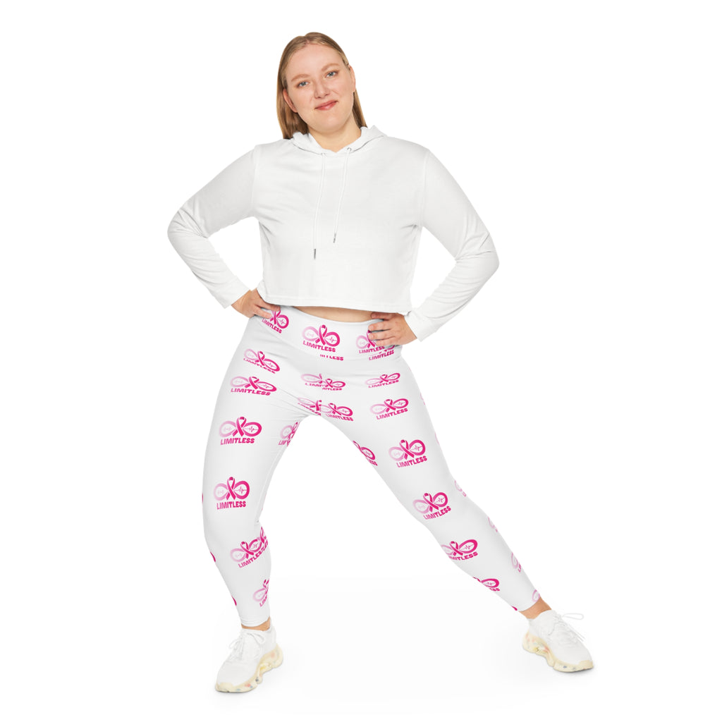 “Limitless” More to Love “Breast Cancer Awareness” Leggings (White)