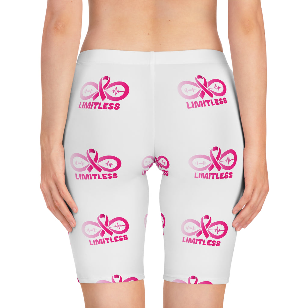“Limitless” “Breast Cancer Awareness” Women's Bike Shorts (White)