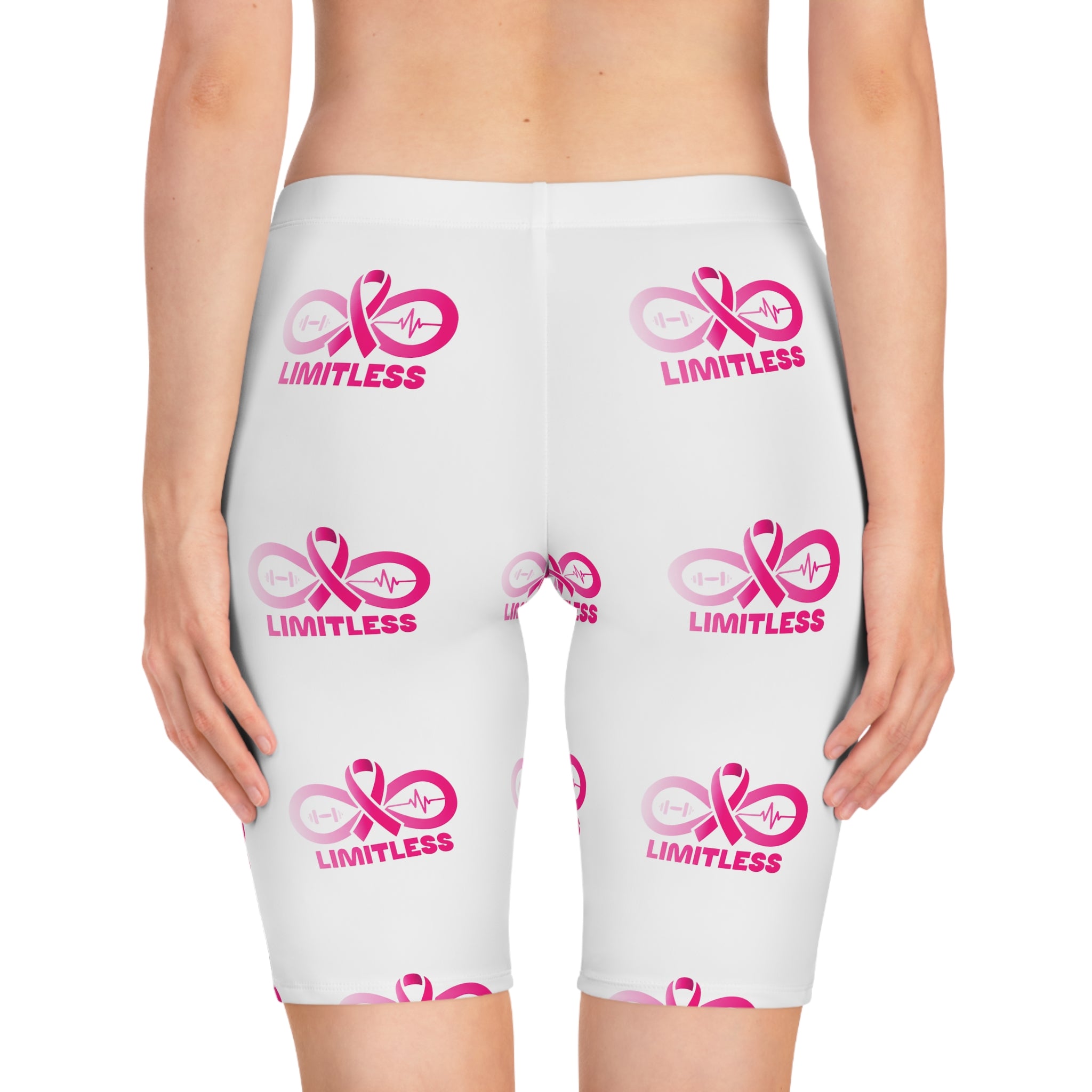 “Limitless” “Breast Cancer Awareness” Women's Bike Shorts (White)