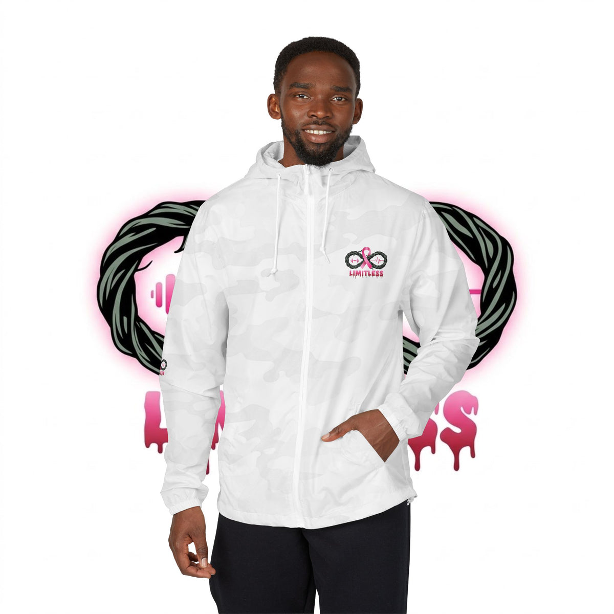 “Limitless” Breast Cancerween Unisex Windbreaker