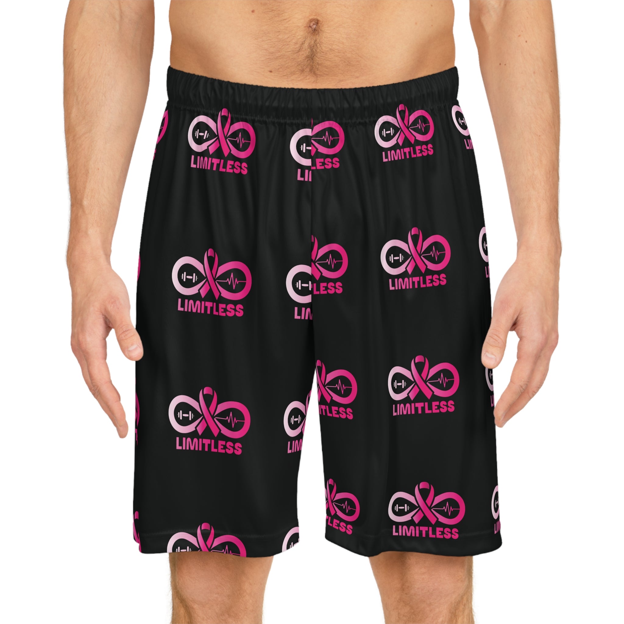 “Limitless” “Breast Cancer Awareness” Basketball Shorts (Black)