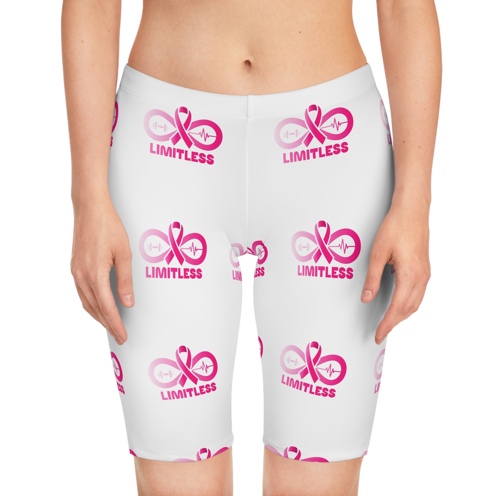 “Limitless” “Breast Cancer Awareness” Women's Bike Shorts (White)
