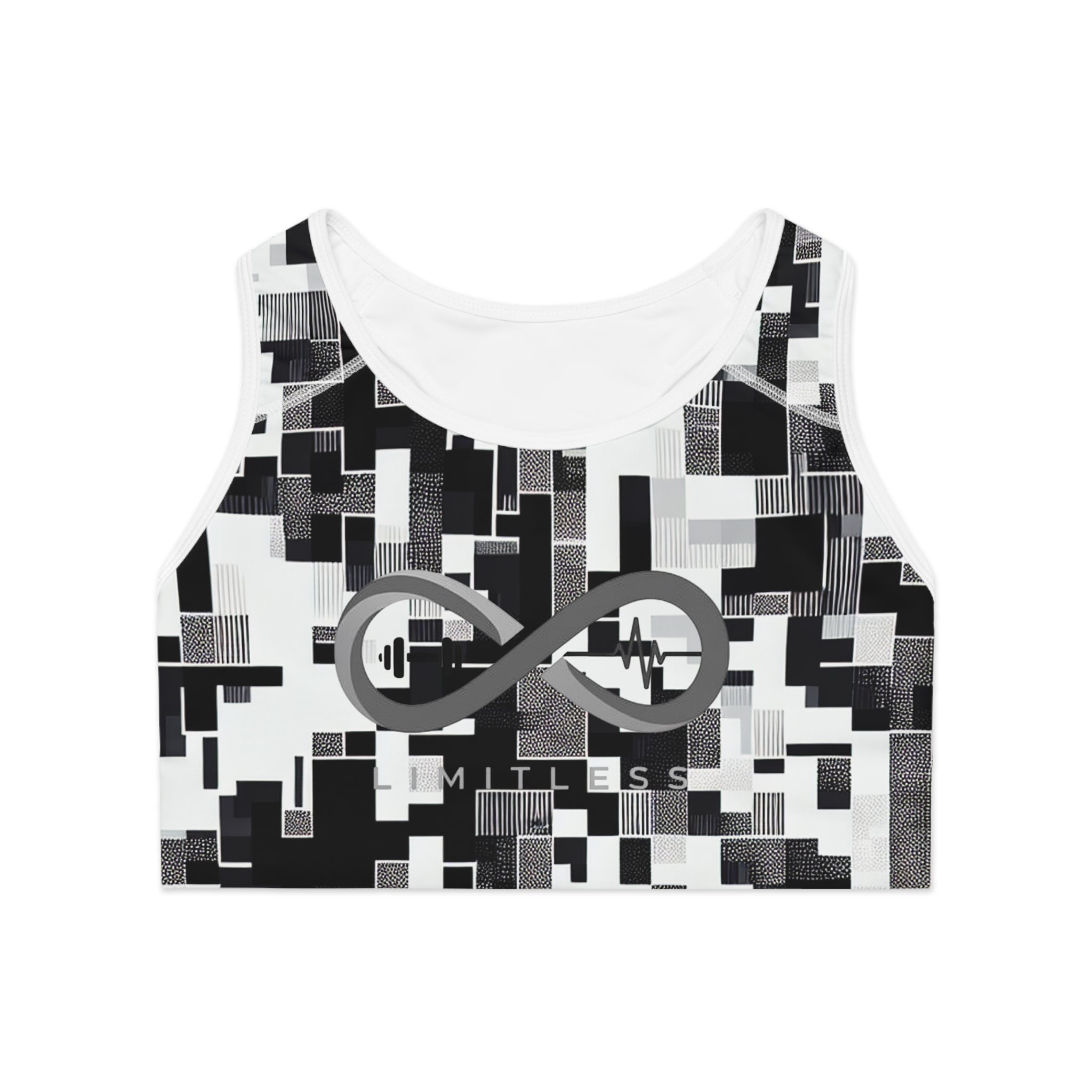 “Limitless” Digital Sports Bra (Black &White)