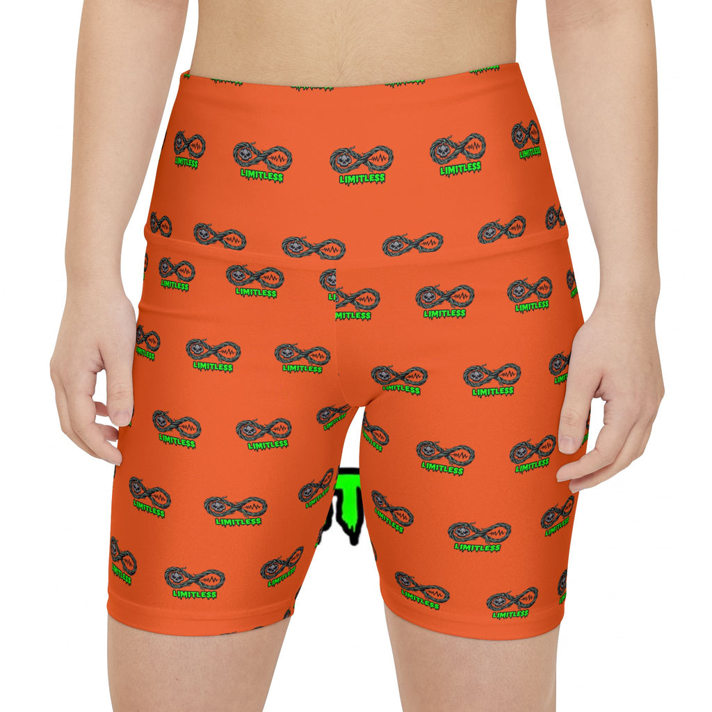 “Limitless” Halloween High-Waisted Shorts (Orange)