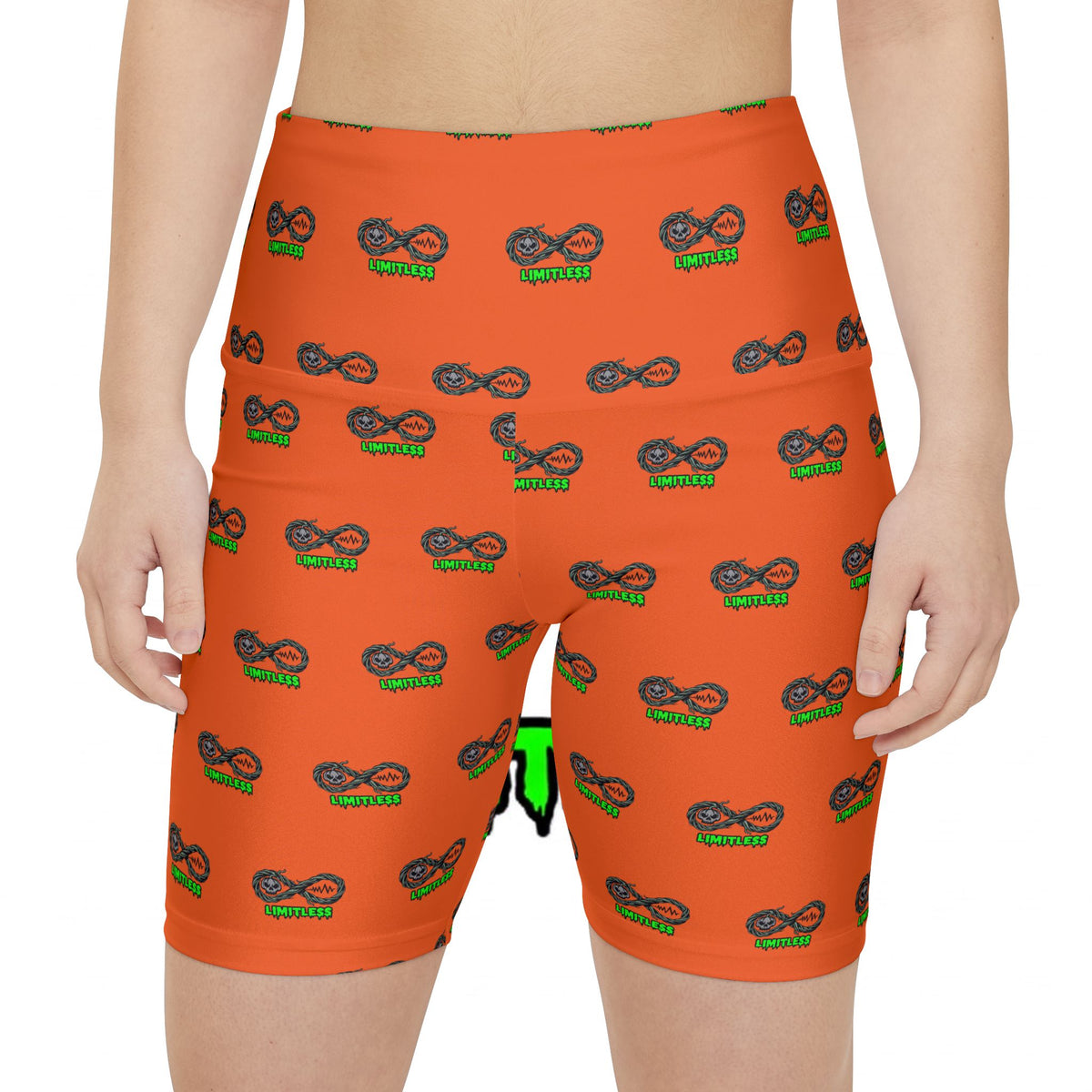 “Limitless” Halloween High-Waisted Shorts (Orange)