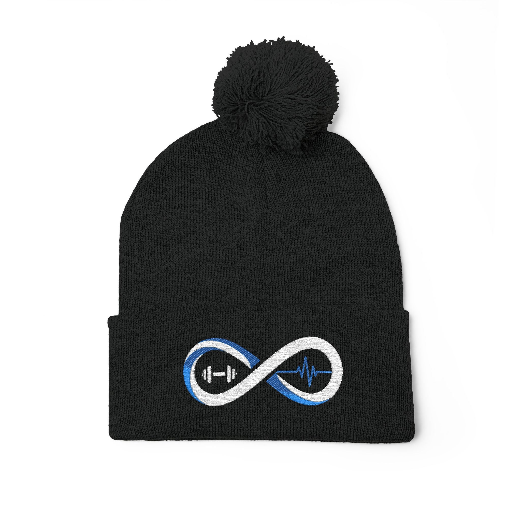 “Limitless” Pom-Pom Knit Cap (Embroidery)