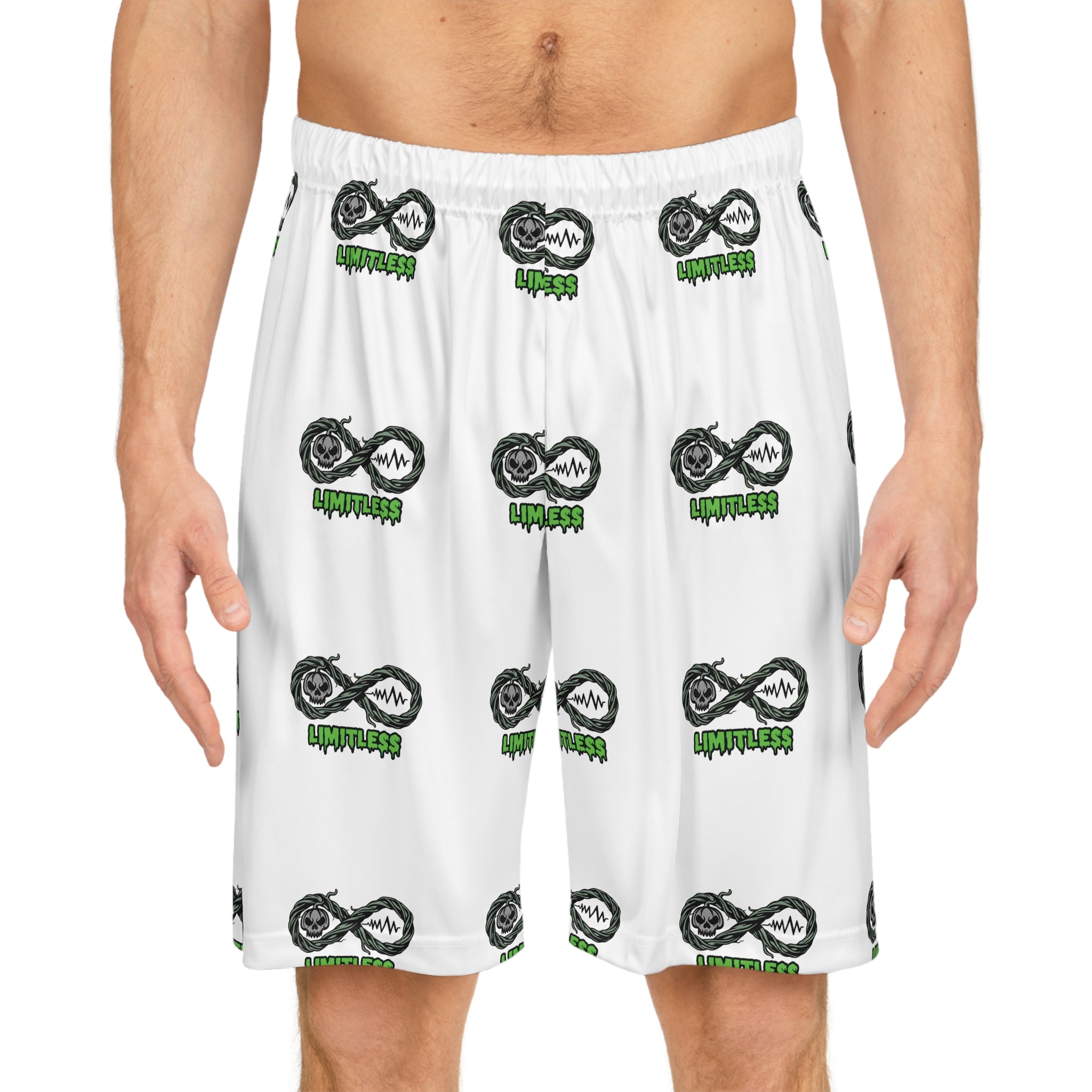 “Limitless” Halloween Basketball Shorts (White)