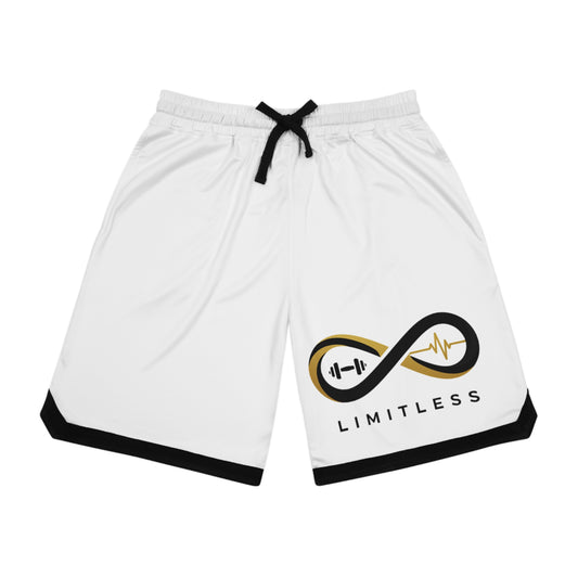 “Limitless” Basketball Rib Shorts (AOP): White