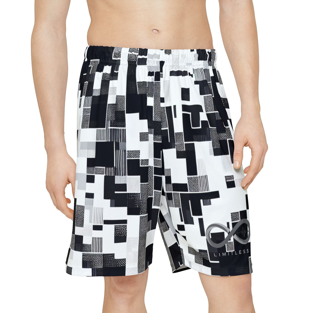 “Limitless” Digital Basketball Shorts (Black & White)