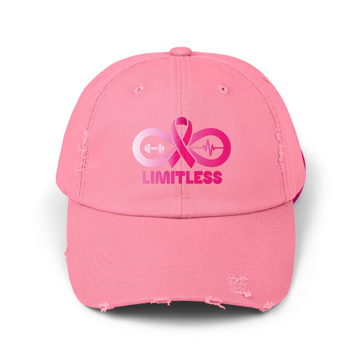 “Limitless” “Breast Cancer Awareness” Unisex Distressed Cap