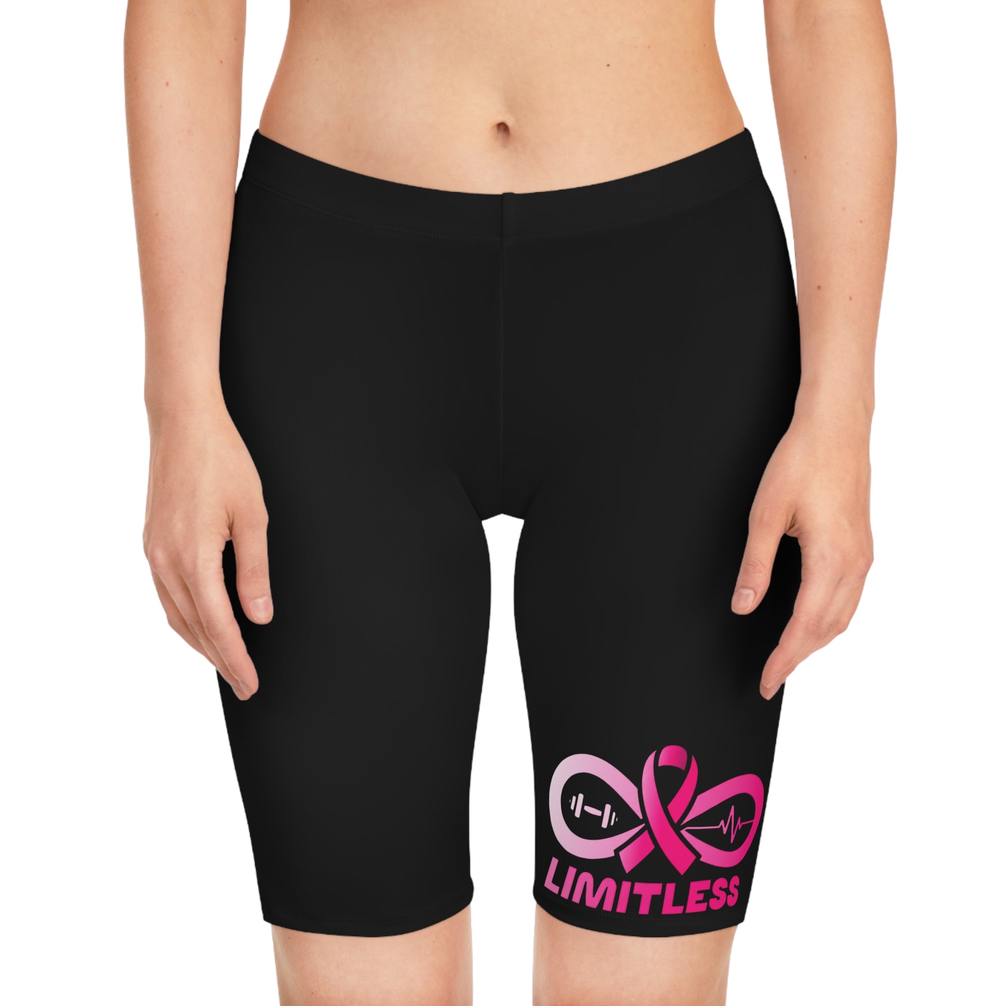 “Limitless” “Breast Cancer Awareness” Women's Bike Shorts (Black)
