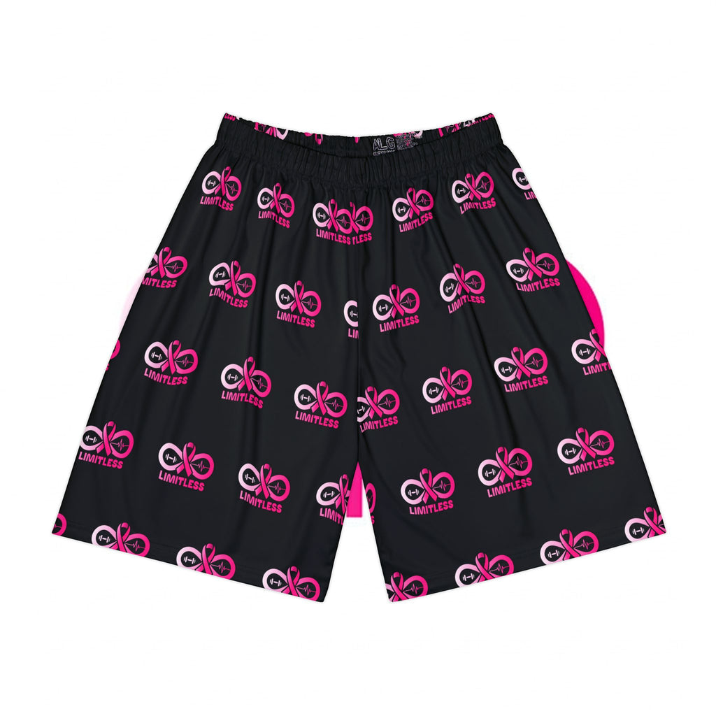 “Limitless” Breast Cancer Awareness Basketball Shorts (Black)