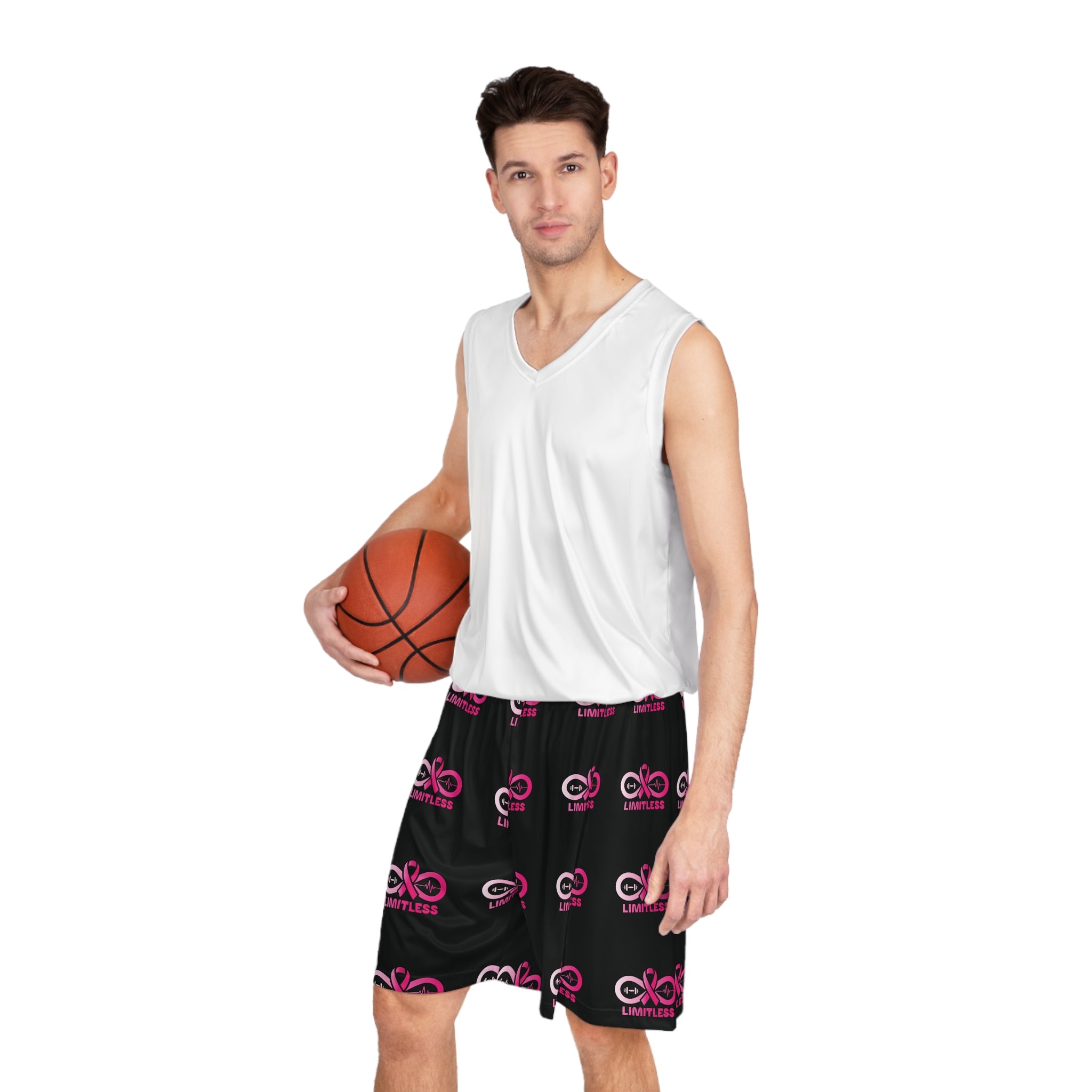 “Limitless” “Breast Cancer Awareness” Basketball Shorts (Black)