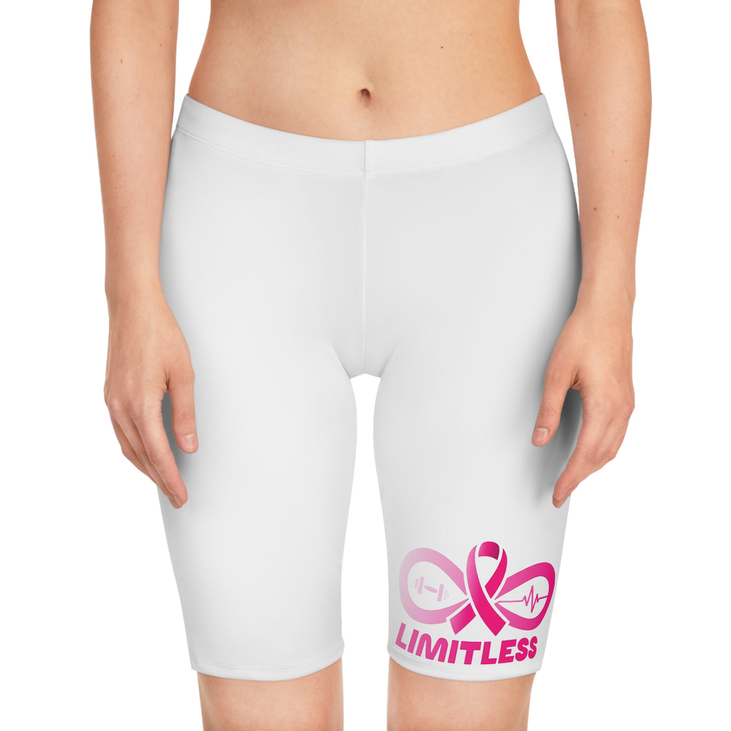 “Limitless” “Breast Cancer Awareness” Women's Bike Shorts (White)