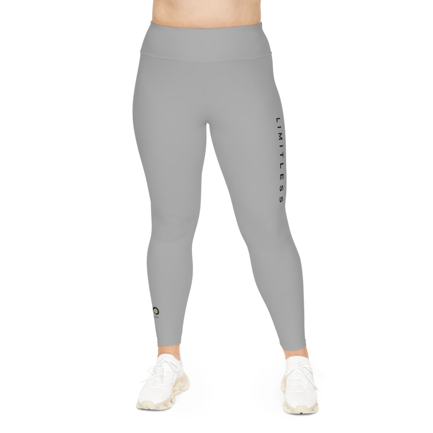 “Limitless” Plus Size Leggings (AOP): Grey