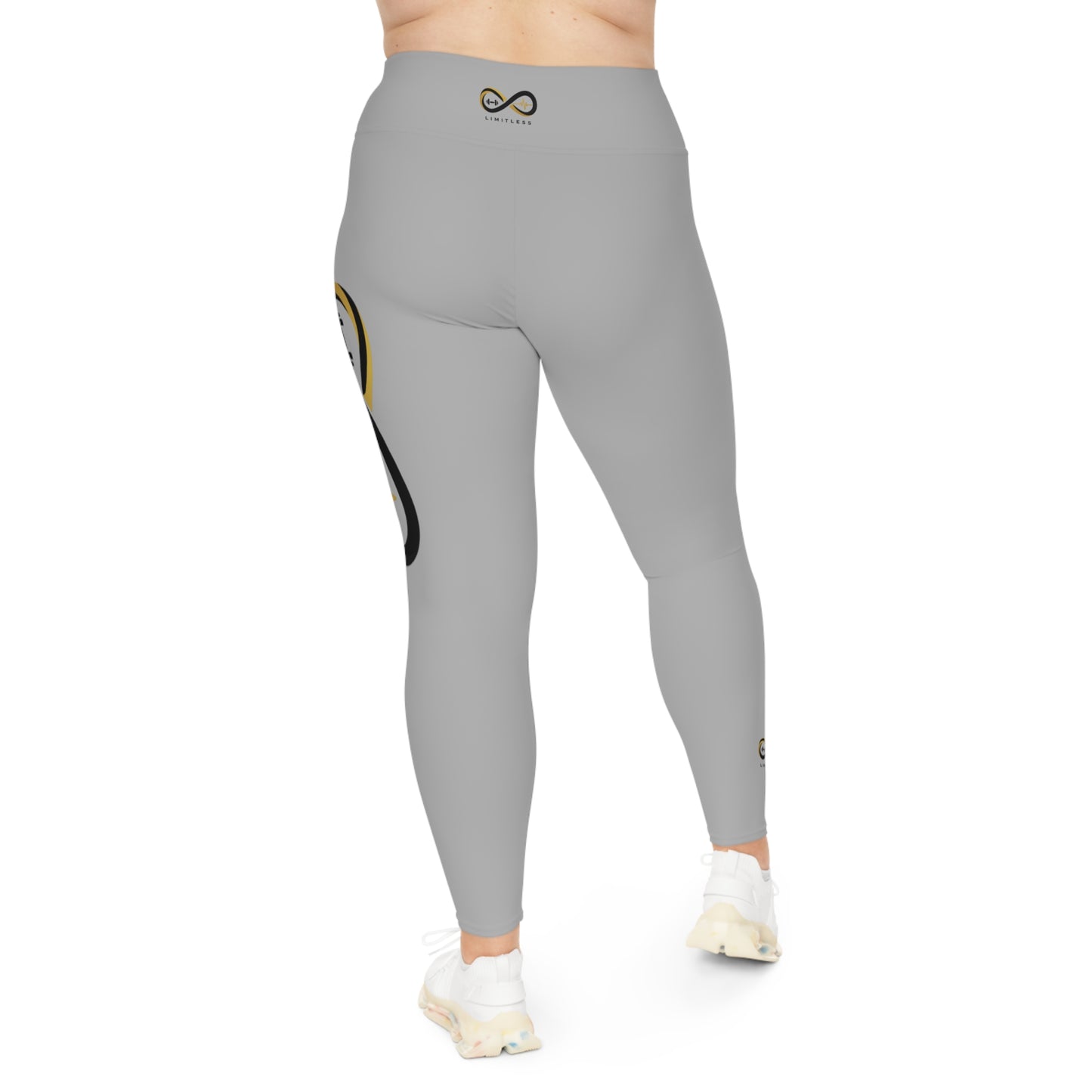 “Limitless” Plus Size Leggings (AOP): Grey