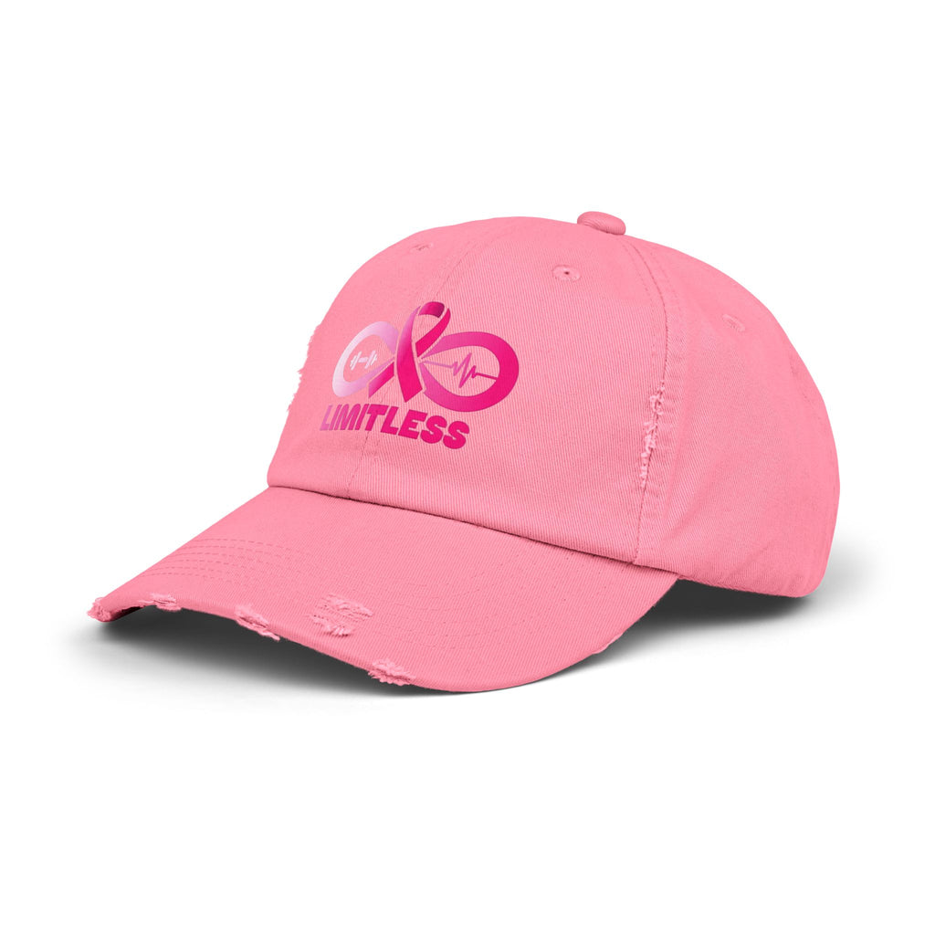 “Limitless” “Breast Cancer Awareness” Unisex Distressed Cap