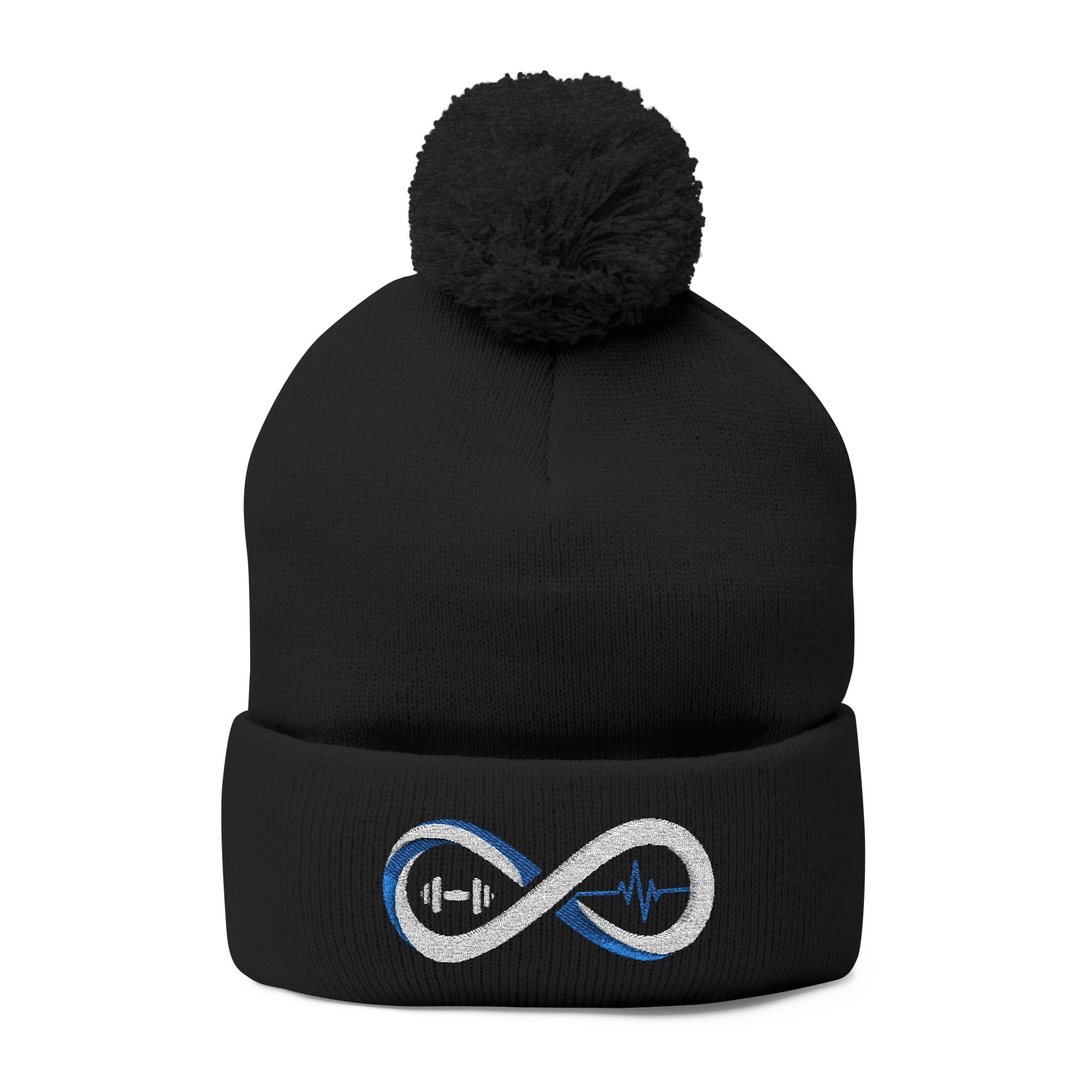 “Limitless” Pom-Pom Knit Cap (Embroidery)