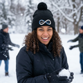 “Limitless” Pom-Pom Knit Cap (Embroidery)
