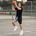 “ Limitless” 50/50 Basketball Shorts (Black & White 2)