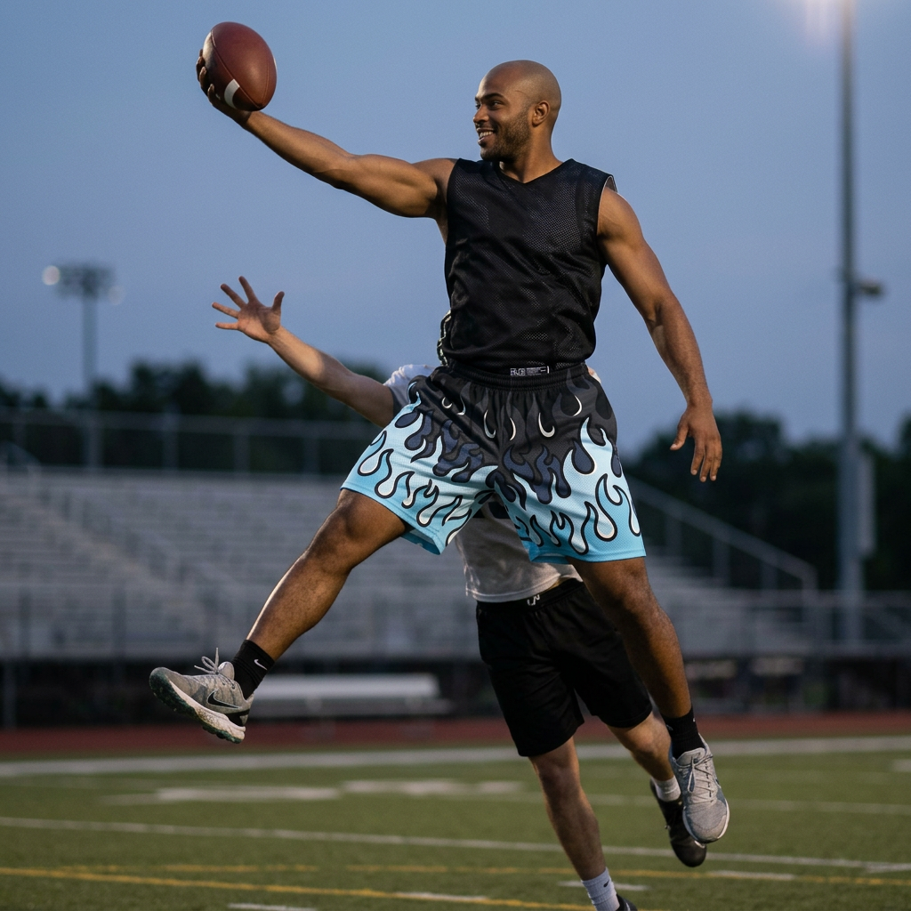 “Limitless” Flame Basketball Shorts (Blue/Black)
