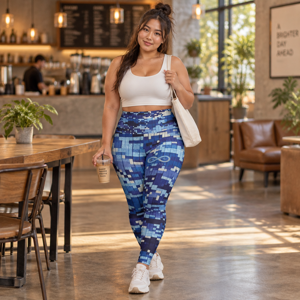 “Limitless” Camo High-Waisted Leggings (Blue)