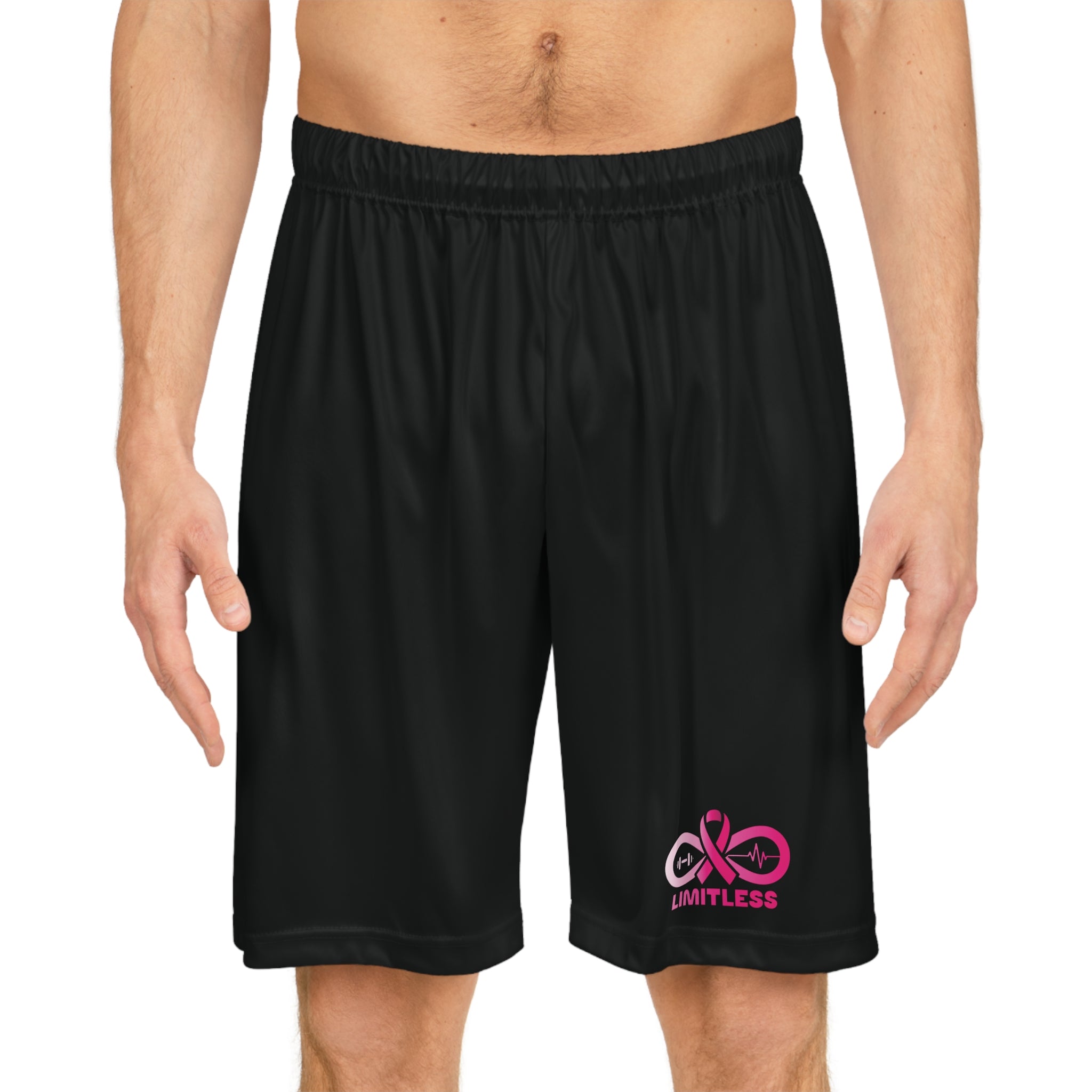 “Limitless” “Breast Cancer Awareness” Basketball Shorts (Black)