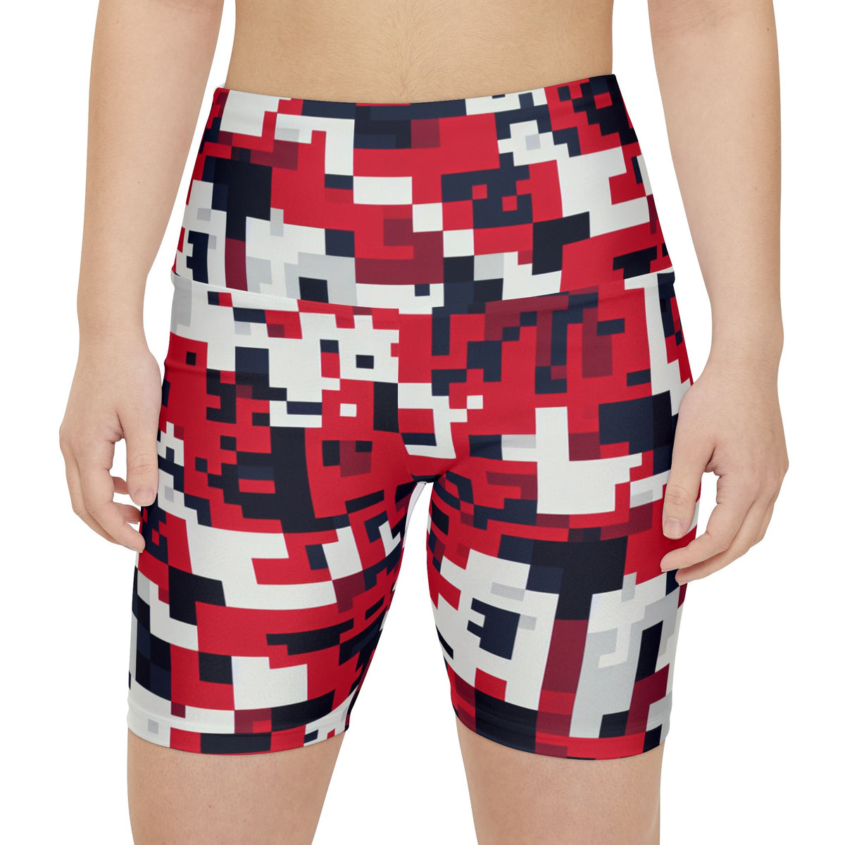 “Limitless” High-Waisted Digital Shorts (Red)