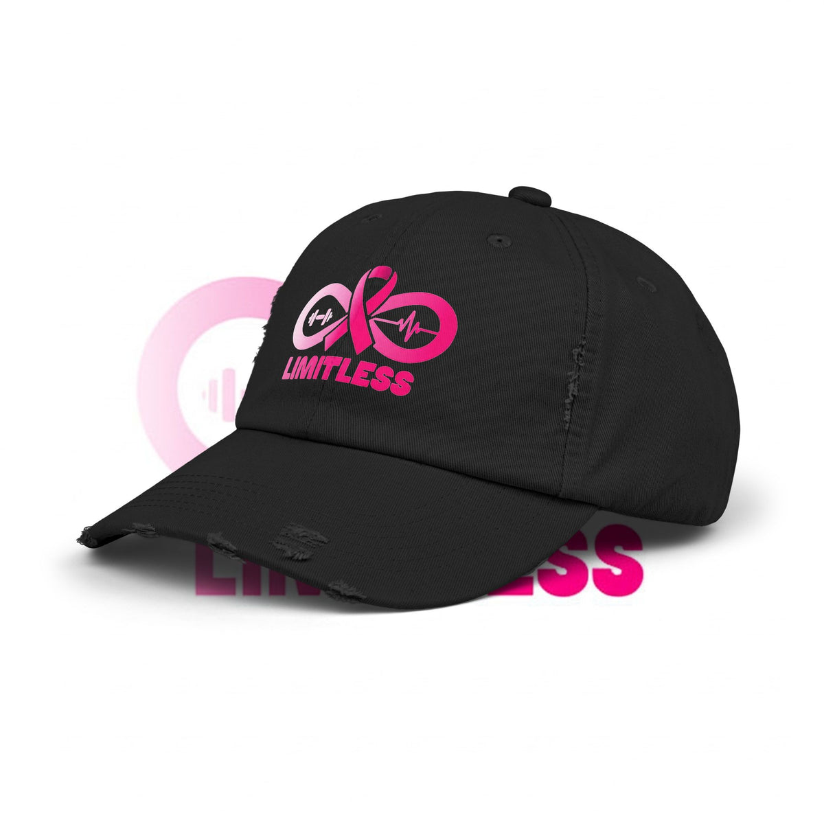 “Limitless” “Breast Cancer Awareness” Unisex Distressed Cap
