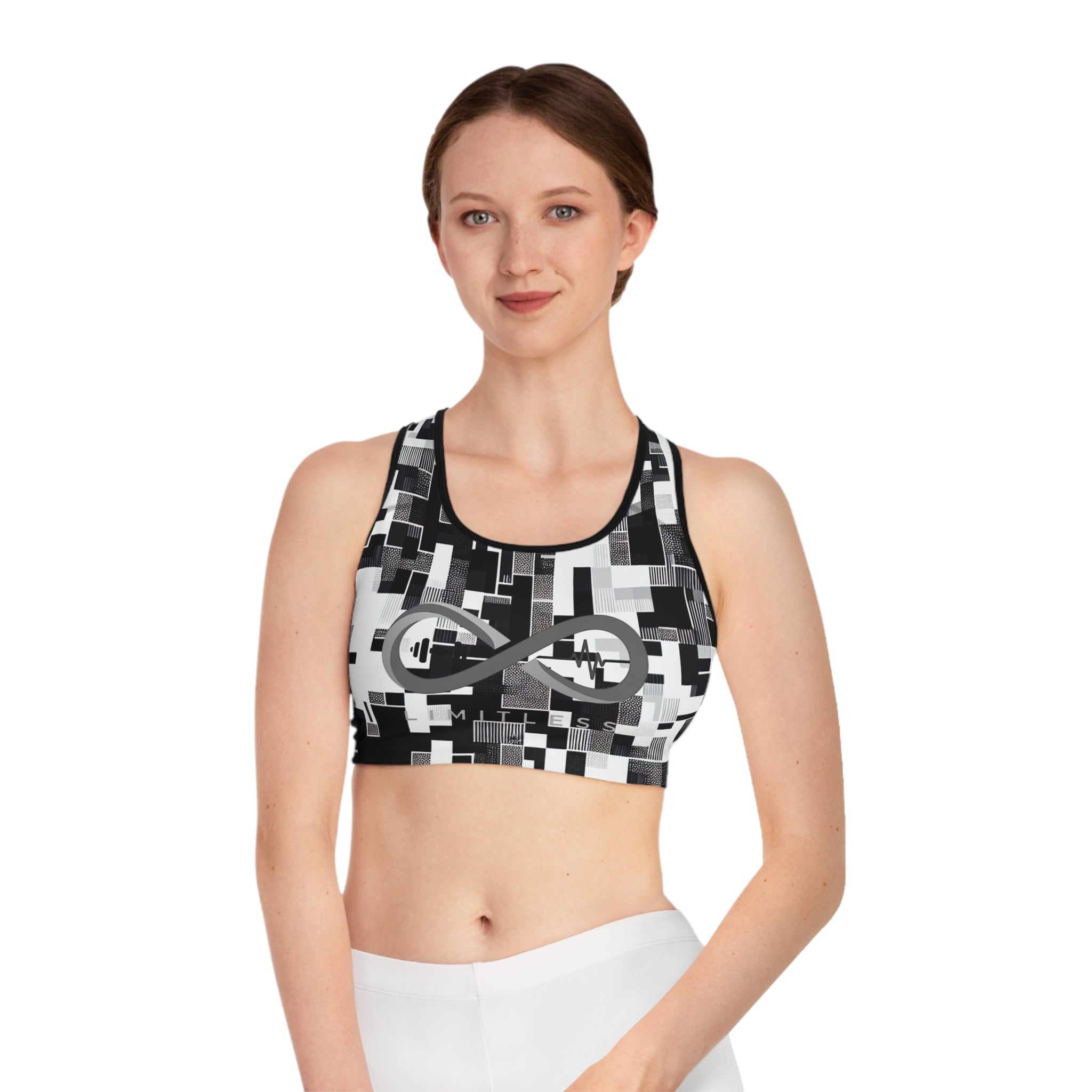 “Limitless” Digital Sports Bra (Black &White)