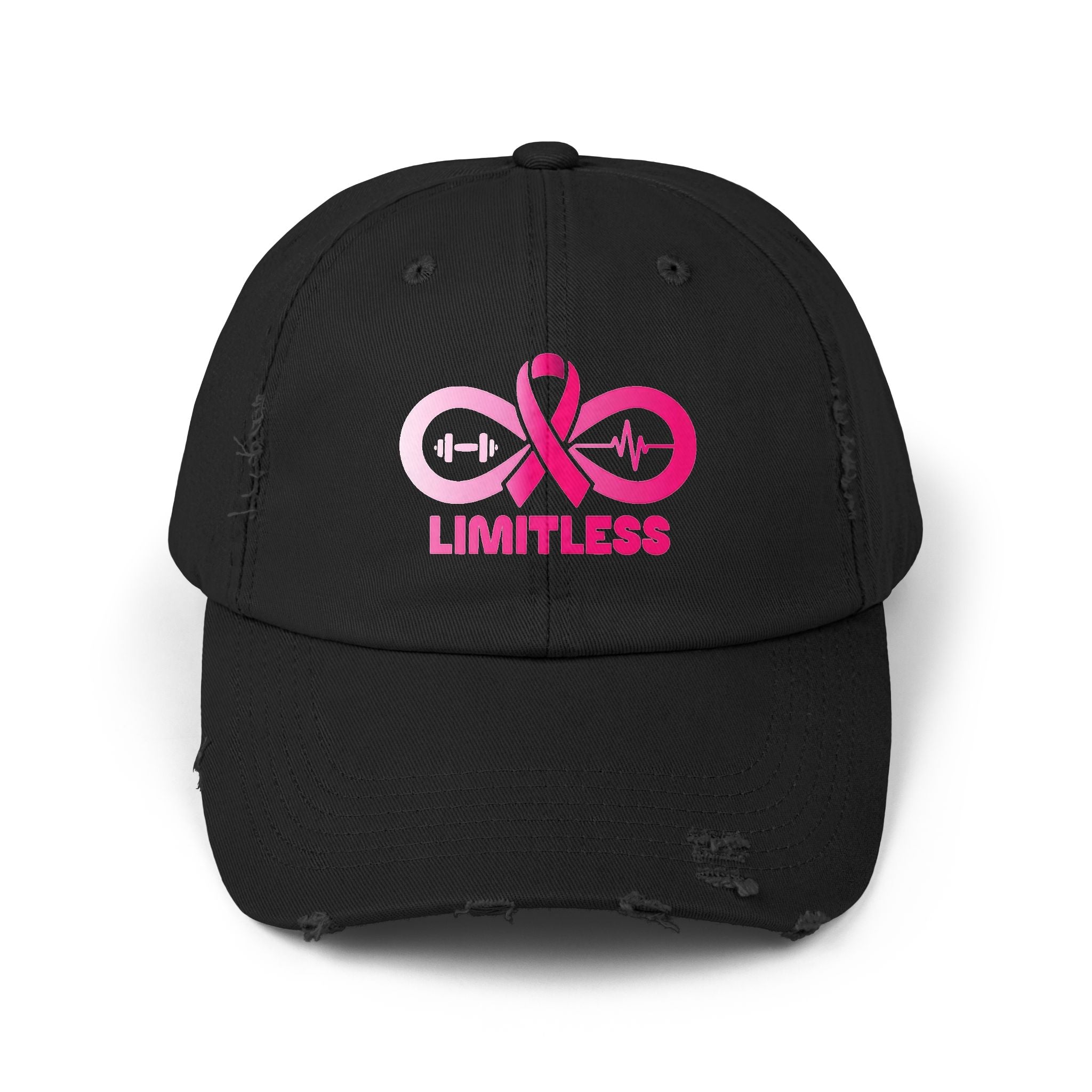 “Limitless” “Breast Cancer Awareness” Unisex Distressed Cap