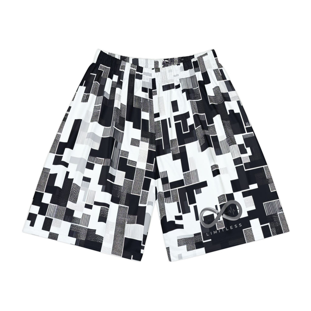 “Limitless” Digital Basketball Shorts (Black & White)