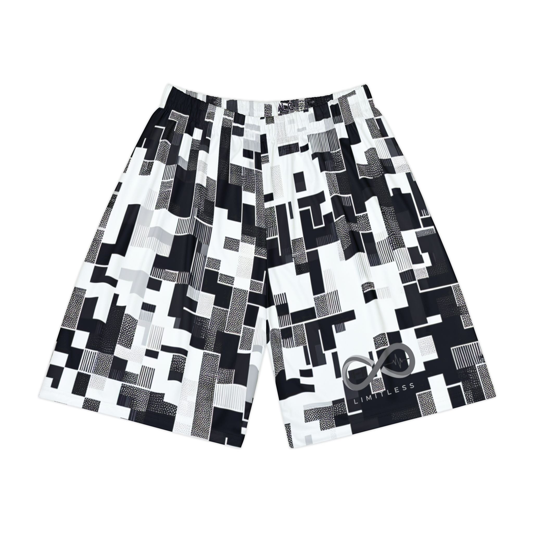 “Limitless” Digital Basketball Shorts (Black & White)