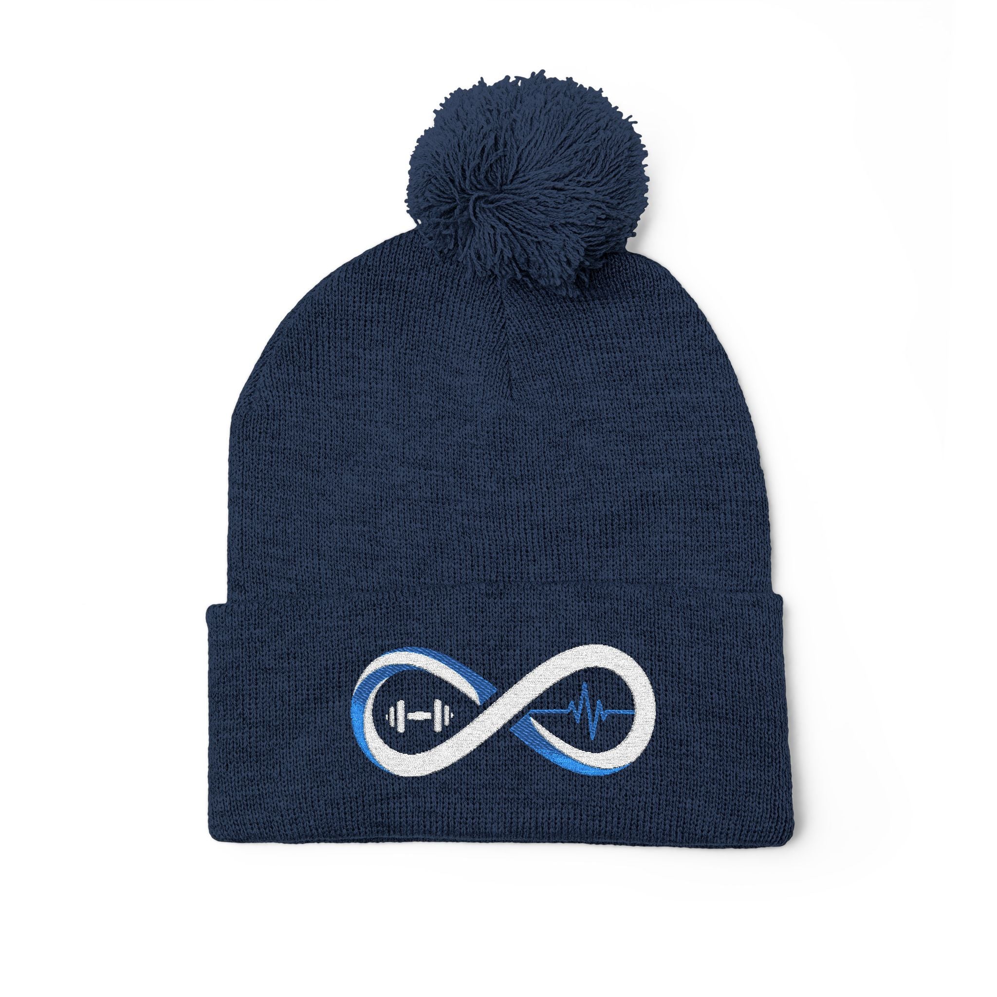 “Limitless” Pom-Pom Knit Cap (Embroidery)