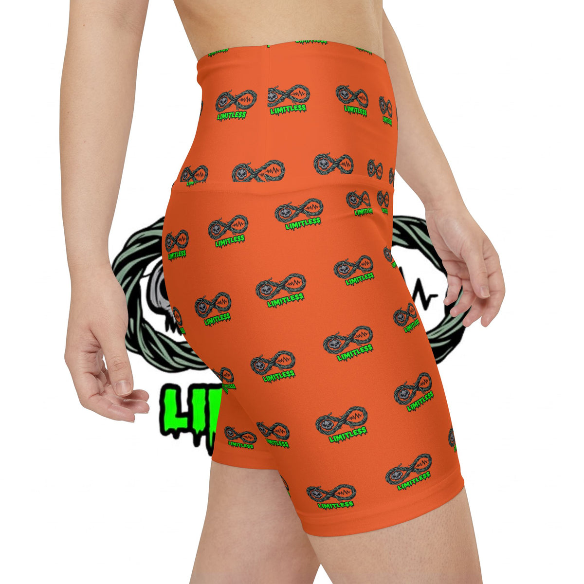 “Limitless” Halloween High-Waisted Shorts (Orange)