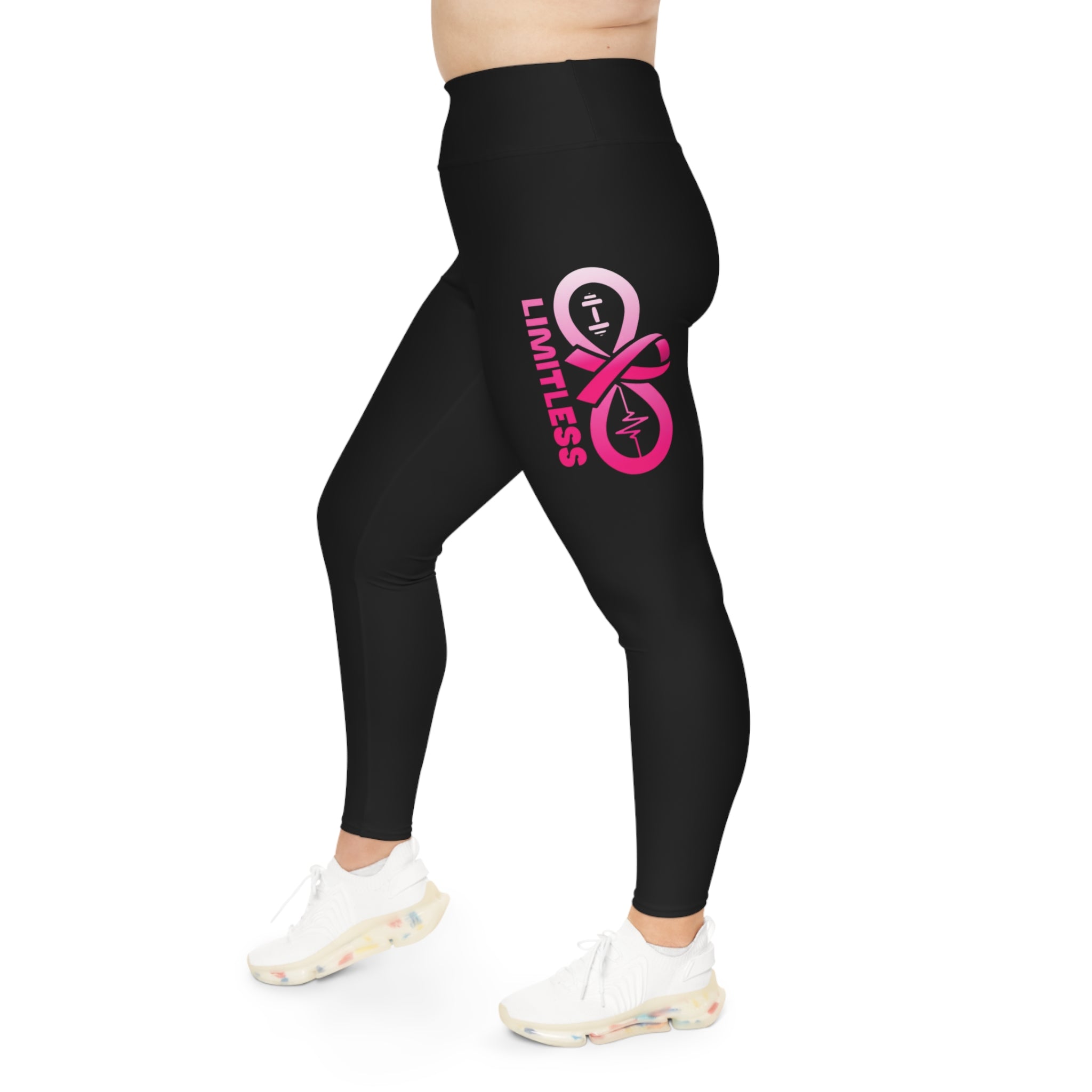 “Limitless” More to Love “Breast Cancer Awareness” Leggings (Black)