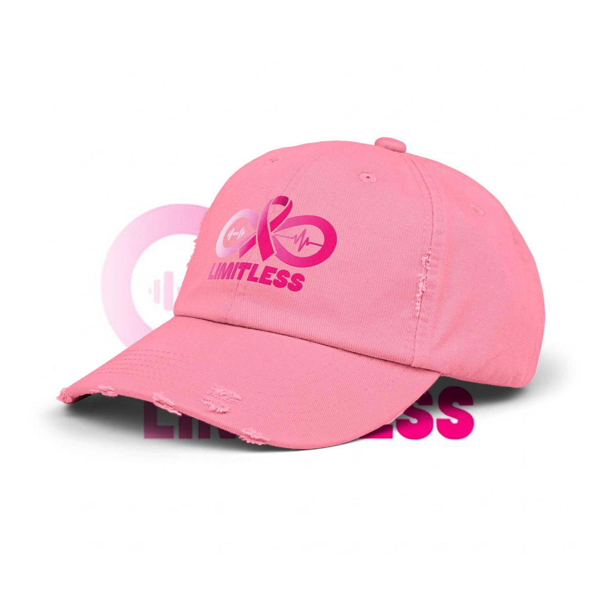 “Limitless” “Breast Cancer Awareness” Unisex Distressed Cap
