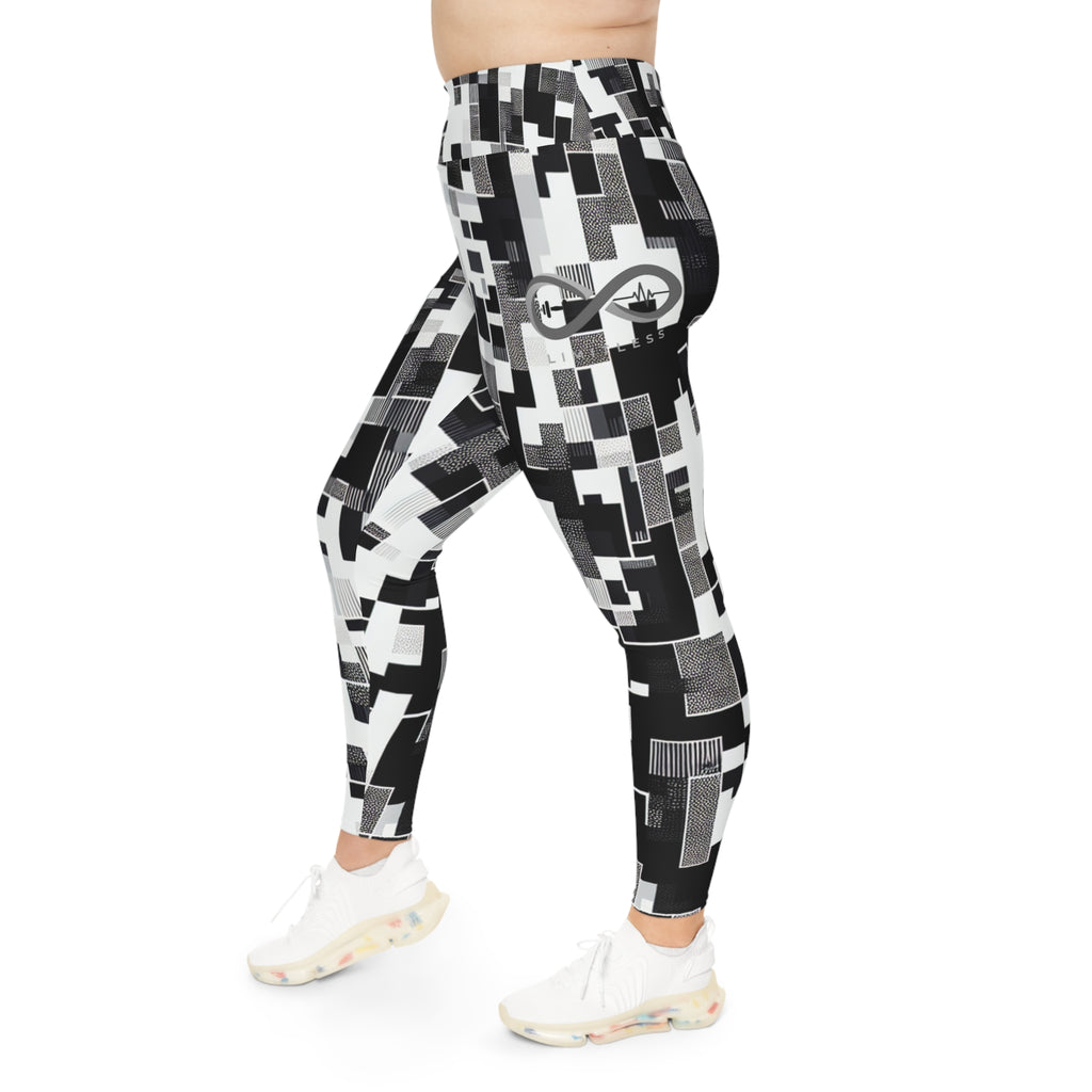 “Limitless” Digital More to Love Leggings (Black & White)