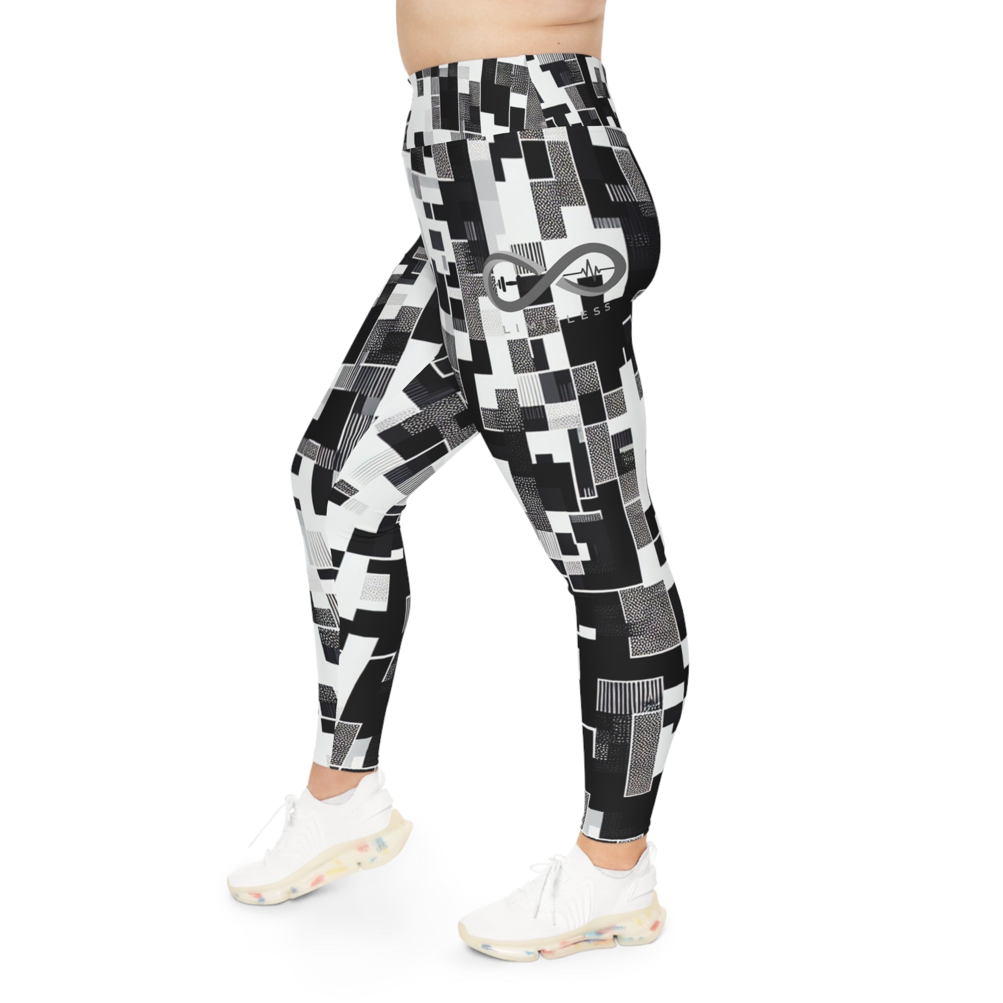 “Limitless” Digital More to Love Leggings (Black & White)