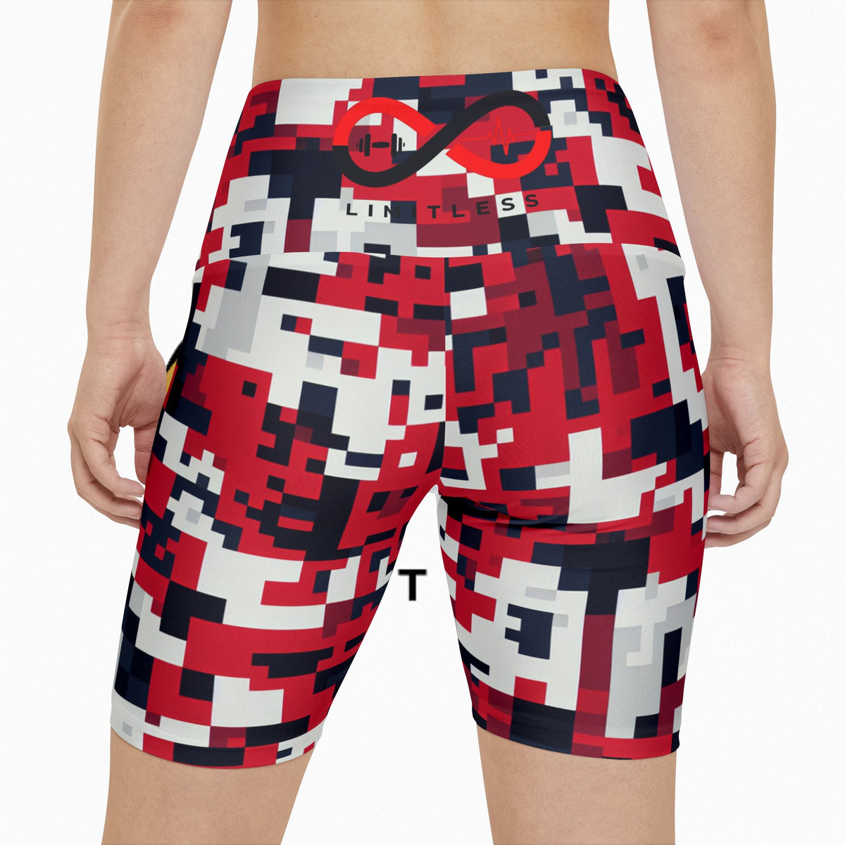 “Limitless” High-Waisted Digital Shorts (Red)