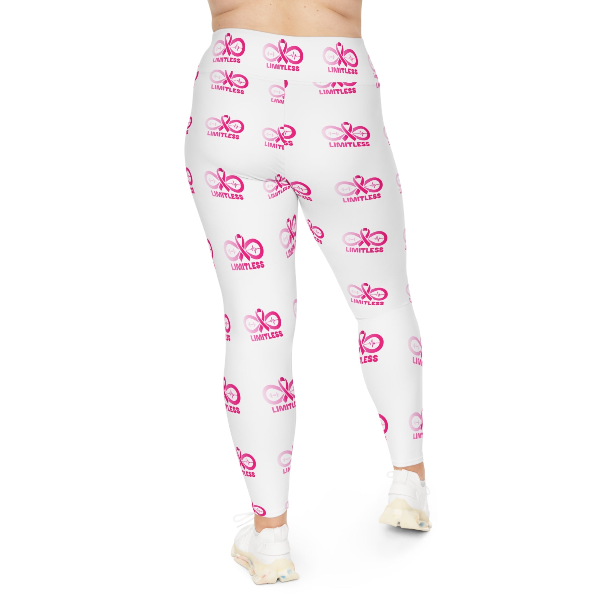 “Limitless” More to Love “Breast Cancer Awareness” Leggings (White)