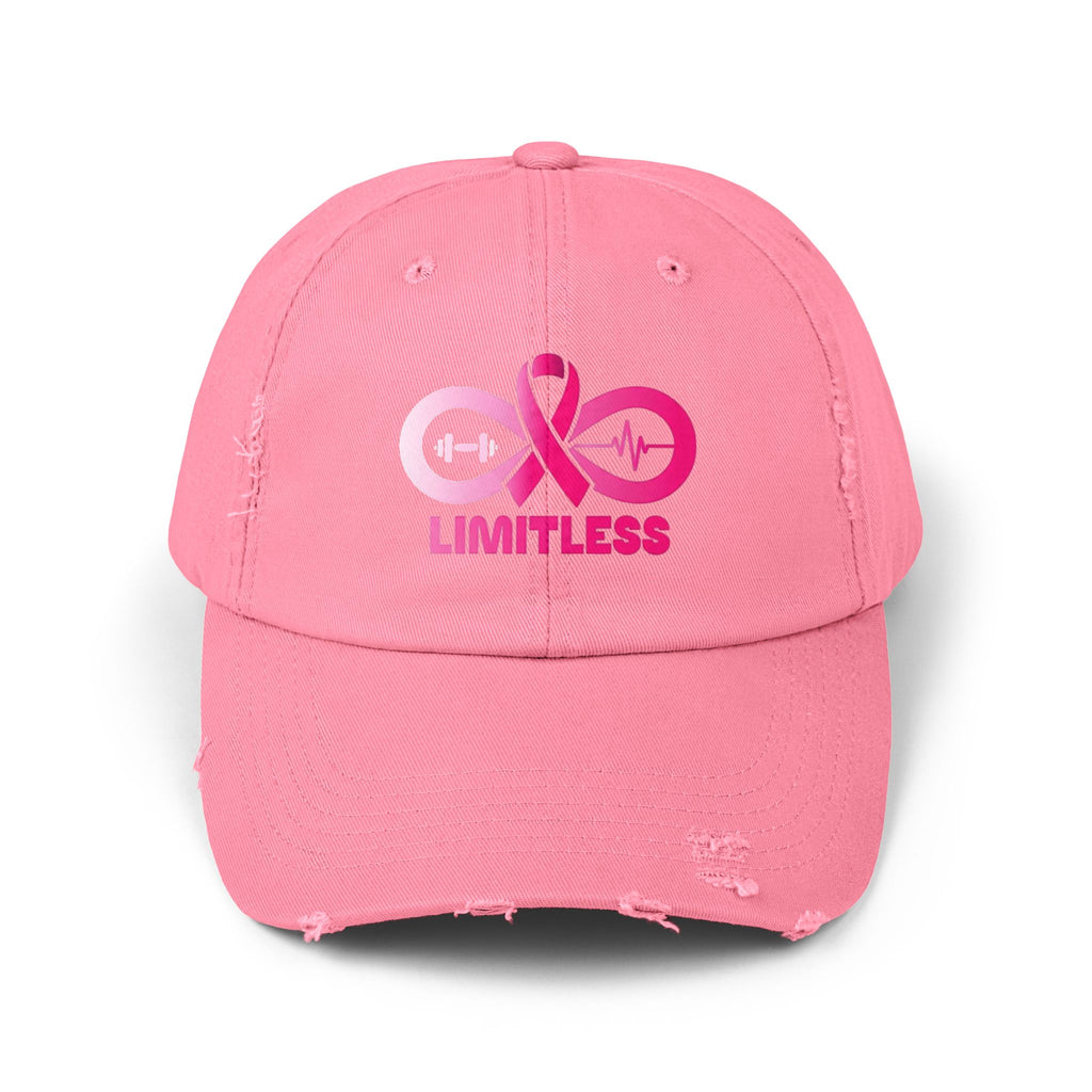 “Limitless” “Breast Cancer Awareness” Unisex Distressed Cap