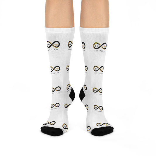 “Limitless” Cushioned Crew Socks: White