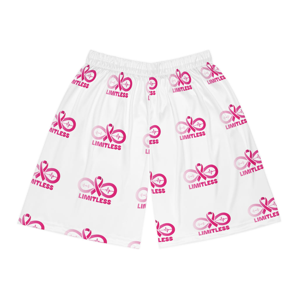 “Limitless” “Breast Cancer Awareness” Basketball Shorts (White)
