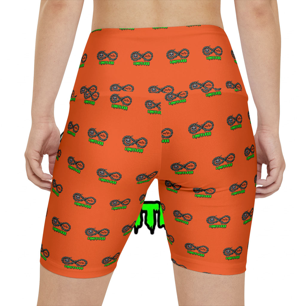 “Limitless” Halloween High-Waisted Shorts (Orange)
