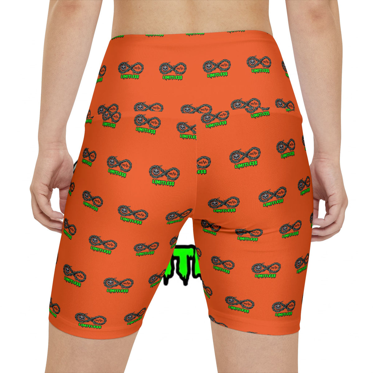“Limitless” Halloween High-Waisted Shorts (Orange)
