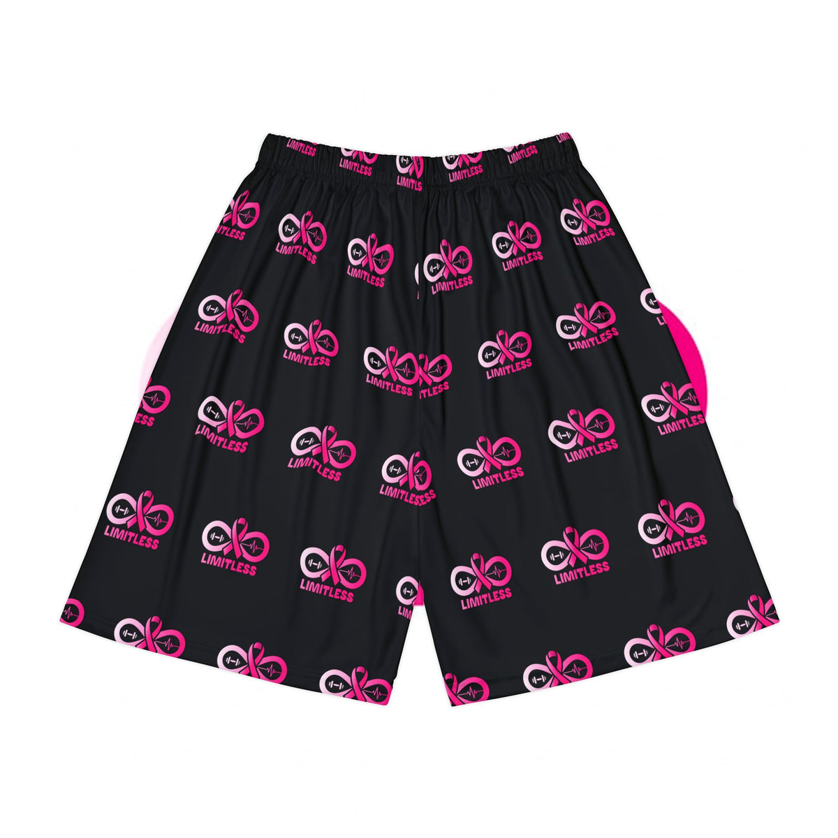 “Limitless” Breast Cancer Awareness Basketball Shorts (Black)